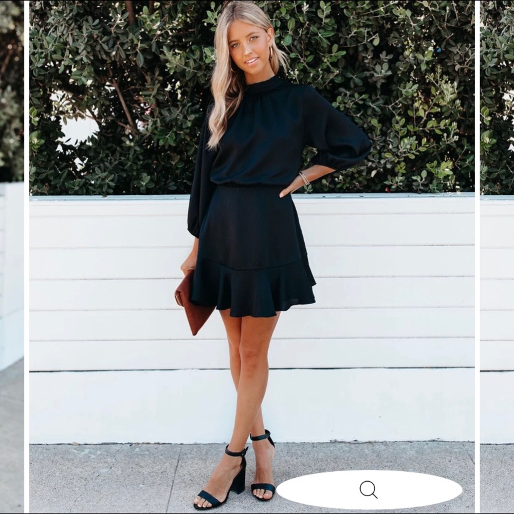 Vici Collection Call Me Angel Black Satin Dress